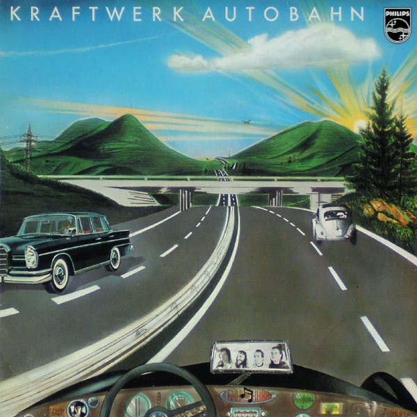 The album cover of Kraftwerk's Autobahn LP, which deeply influenced electronic music (Source: https://www.discogs.com/master/2994-Kraftwerk-Autobahn)